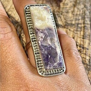 Large Opalized Fluorite Ring Size 7 3/4